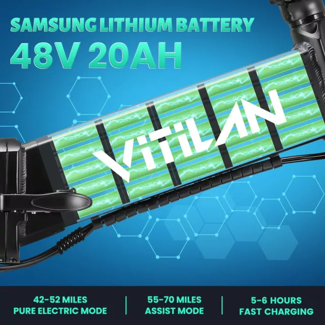 VITILAN I7PRO 2.0 Vélo électrique pliant 20AH SAMSUNG Battery Moteur Bafang 750W 2