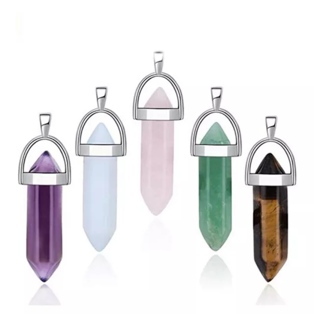 Natural Healing Crystal Quartz Gemstone Reiki Chakra Stone Pendant Necklace