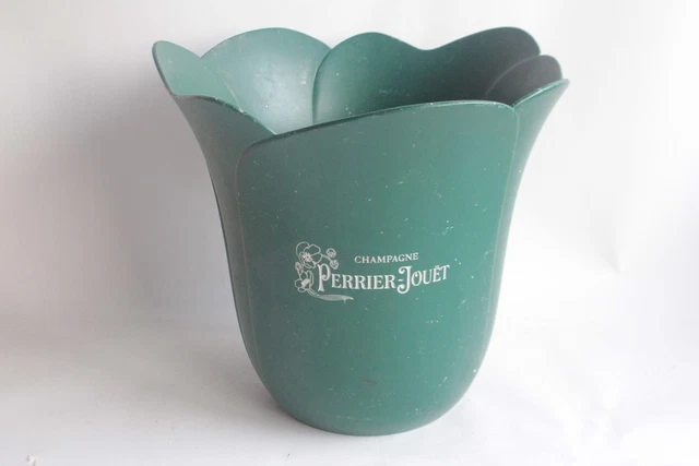 Seau à Champagne Publicitaire Perrier-Jouët - Verre Givré Et Métal Argenté - 20 Cm - Occasion