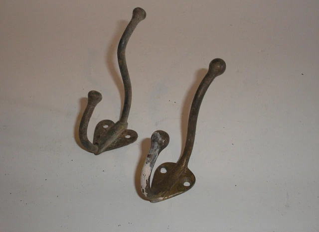 Antique Double Hook Wall Coat/Hat Hooks (2)