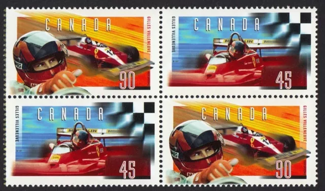 Formula-1 GILLES VILLENEUVE = Canada 1997 MNH BLOCK of 4 from SS #1648b