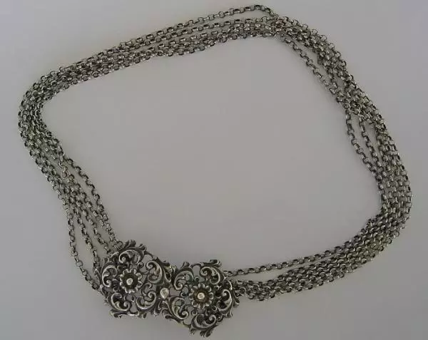 Trachten Hals Kette Collier Tracht in aus 800 er Kropf  Sillber Antik necklace.