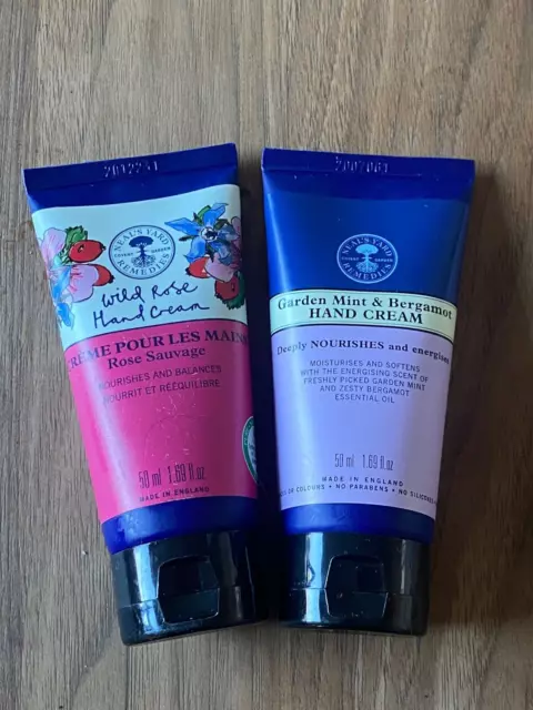 NEALS YARD  Wild Rose  and  Garden mint and Bergamot Handcream 50ml x2     NEW