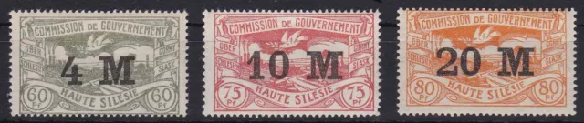 Satz Briefmarken OBERSCHLESIEN, Abstimmung Mi-Nr. 41 - 43 * Ungebraucht mit Falz