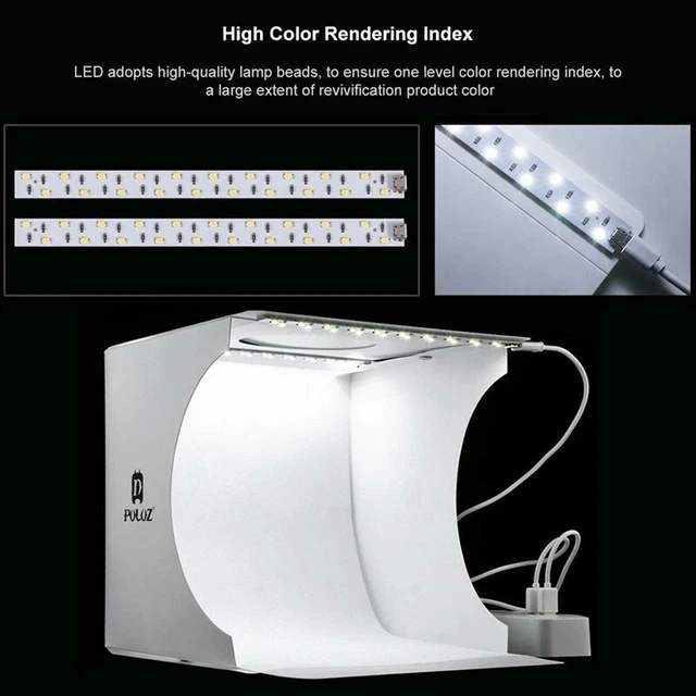 Folding Two LED Light Room Photo Studio Photography Lighting Tent Kit Mini Box