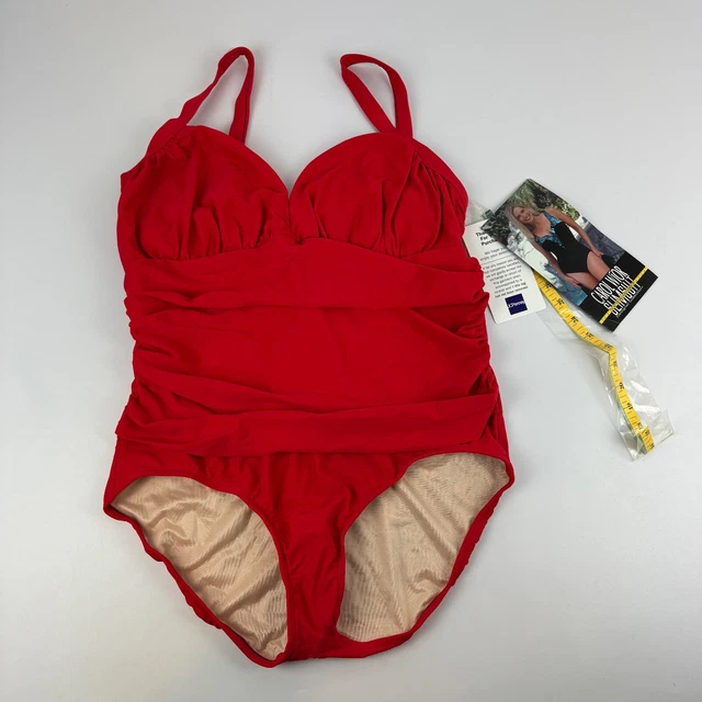 NWT Vintage Carol Wior Slimsuit Womens Size 20W Slimming Swim Suit Red One Piece