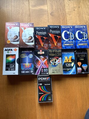 Lot 24 K7 Video Vierges Neuves Sony Akai Agfa Fuji Maxell 240 180 120 
