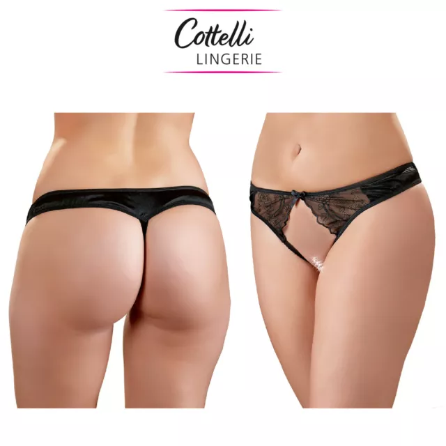 Cottelli Collection Lingerie Sexy String Ouvert Basic Perizoma Aperto Nero