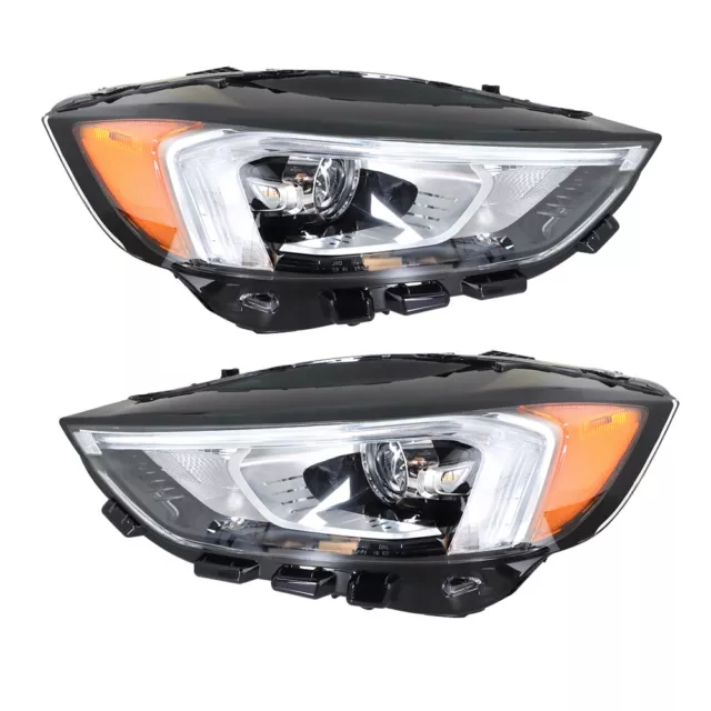 LH+RH Side Headlight Lamp Full LED w/ DRL Black Housing For 2019-2021 Ford Edge