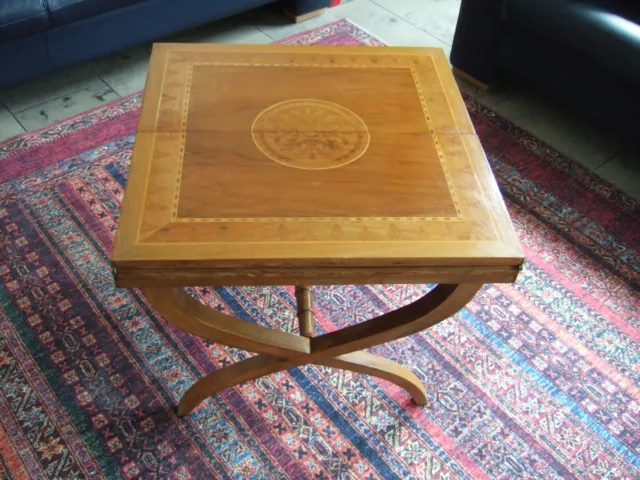 Tisch mit Intarsien Klapptisch Couchtisch Salontisch 60 cm x 60 cm antik