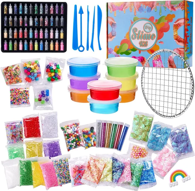 The Twiddlers - 100 Piece Slime Making Kit Gift Set for Kids - Crystal Beads, G