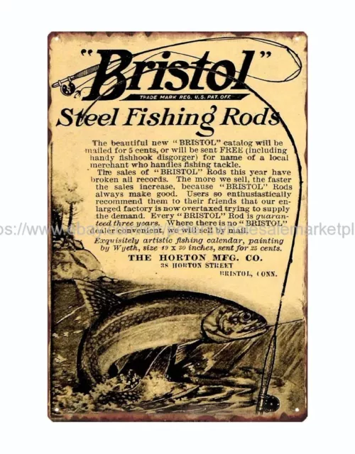 BRISTOL THE HORTON Metal Fishing Rods Antique £150.00 - PicClick UK