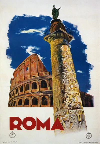 TV78 Vintage 1935 Roma Rome Italian Italy Travel Tourism Poster A4