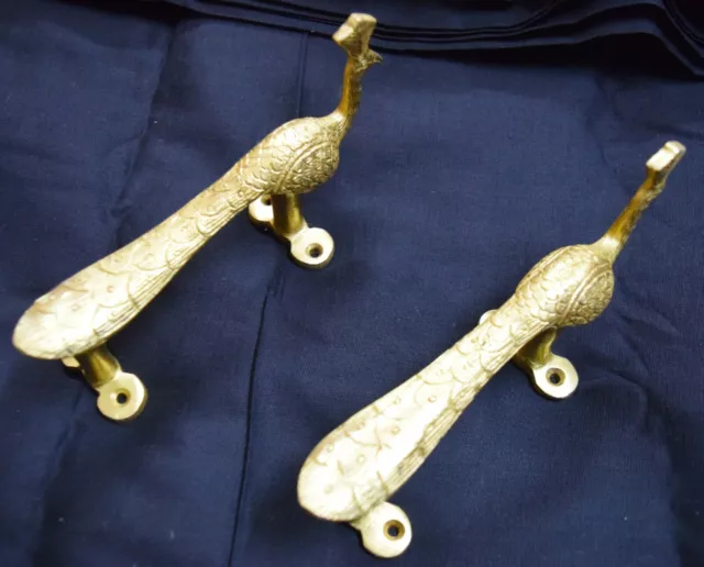 Brass Peacock Door Handle Peafowl Engraving Design Handmade Door Pull Dec RU81