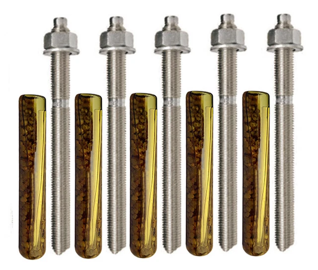 5x asta di ancoraggio M24 x 300 mm acciaio inox A4 ancoraggio composito + cartuccia di ancoraggio composito
