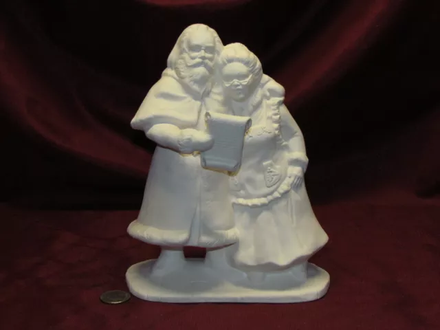 Ceramic Bisque Mr and Mrs Santa Claus Singing Carols U Paint ~ Ready to Paint