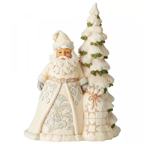 Heartwood Creek White Woodland Figurine Santa with Tree  6004168 by Jim Shore