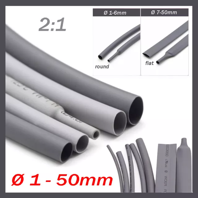 Tubo termoretraibile grigio merce al metro per linea elettrica veicolo 2:1 Ø 1 a 50 mm