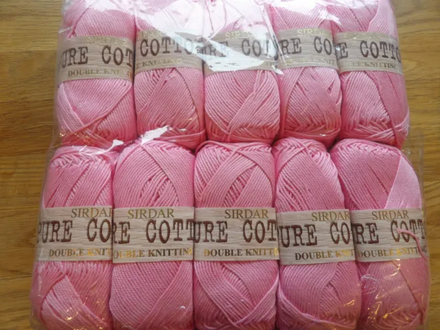 10 X 100G BALLS SIRDAR PURE COTTON DOUBLE KNITTING YARN Pink 0033 sealed