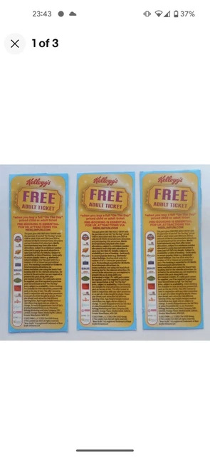 3 X Merlin Adult/Child Ticket Voucher~ Merlin Attractions~Expiry 30Th June 2024