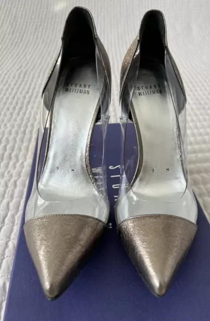 Stuart Weitzman Pumps Size 9, Onview, Pewter Foil Nappa QW58913 2