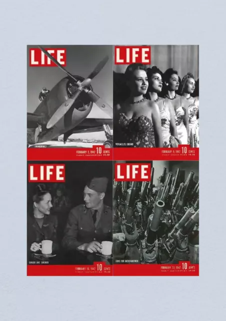 Life Magazine Lot of 4 Full Month of February 1942 2, 9, 16, 23 WWII ERA