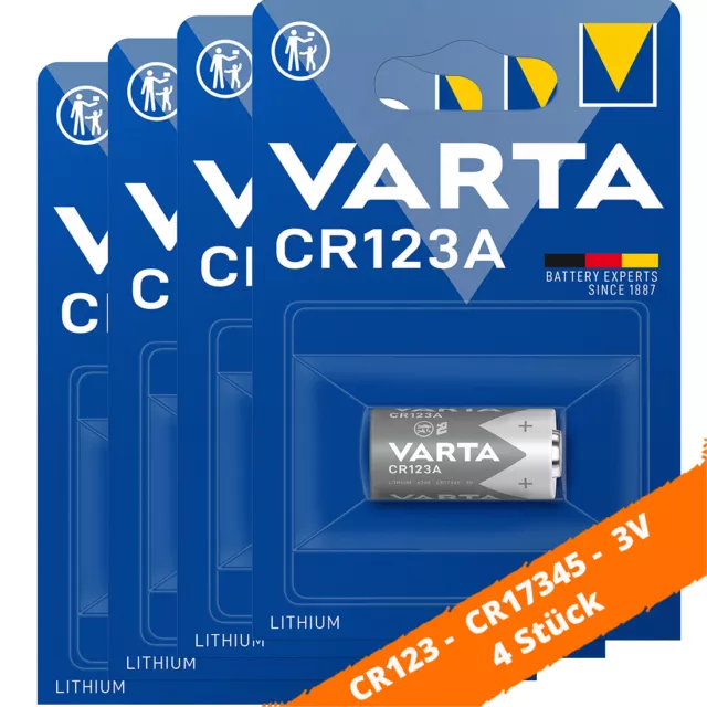 4 x Varta CR123A CR17345 Photo Lithium Batterie 3V 6205  ø17x34,5mm