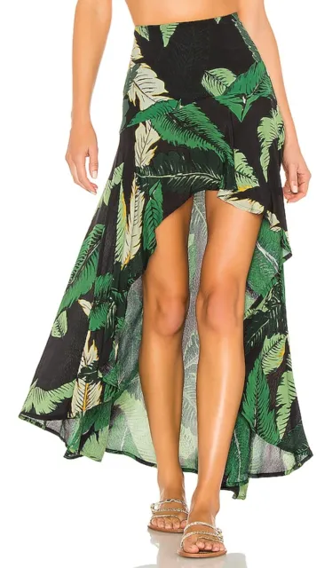 Beach Riot RACHEL SKIRT IN BLACK PALM Size XS palm leaves