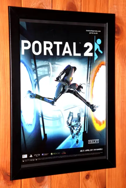 Portal 2 video game PS3 Xbox 360 Live Rare Promo Small Poster / Ad Page Framed