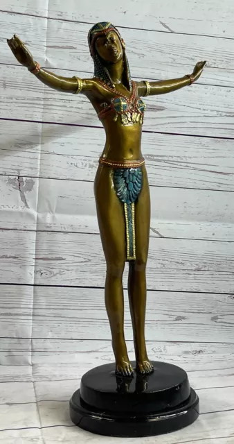 Signed Egyptian Dancer Bronze Sculpture By Chiparus Lost Wax Method Art Gift