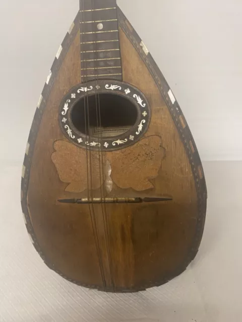 Ancienne mandoline en bois Perrari Fabricate di Mandolini Napoli 2