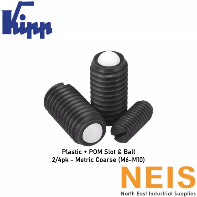 KIPP Spring Plungers Slot & POM Ball Plastic Metric M6-M10 (Pack Var.) K0311