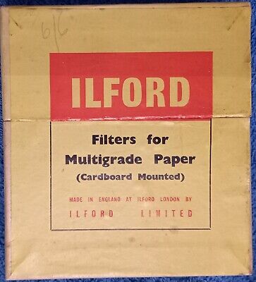 Filtros Ilford vintage para papel multigrado, bajo contraste, medio y alto.