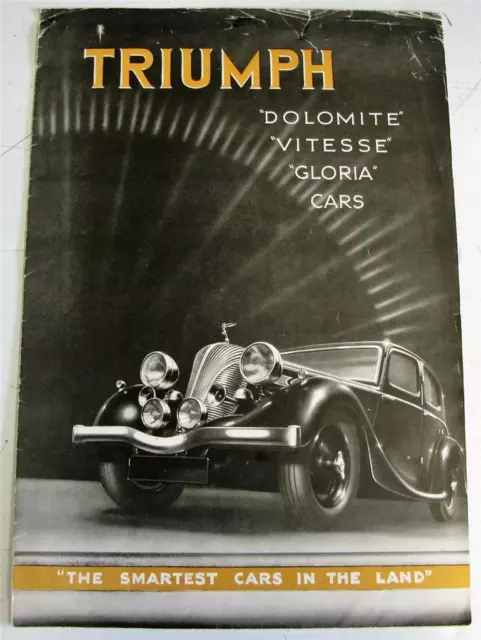 TRIUMPH Range Car Sales Brochure 1937 LF Dolomite Vitesse Gloria