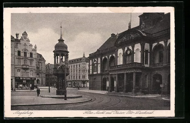 Magdeburg, Alter Markt mit Kaiser Otto-Denkmal, Ansichtskarte 1932