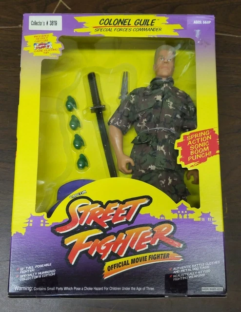 1993 Hasbro Capcom Street Fighter Movie COLONEL GUILE 12” Figure Box GI Joe New