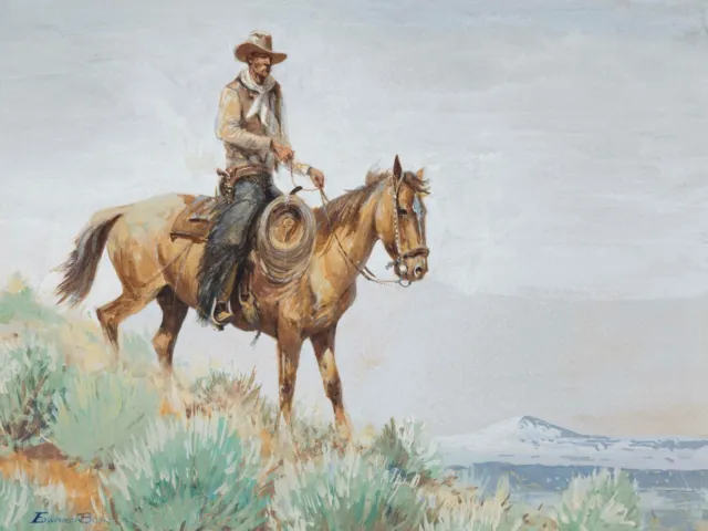 Cowboy Horse Rider 24 x 32 in Rolled Canvas Print Old West Painting