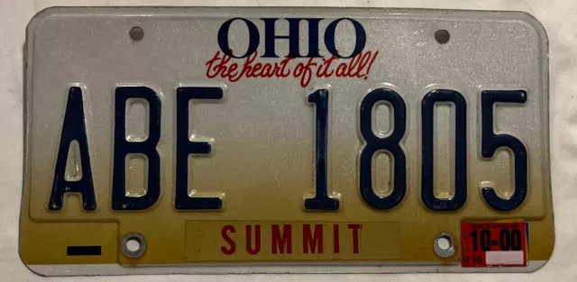 License Plate S   Ohio Abe 1805 2000