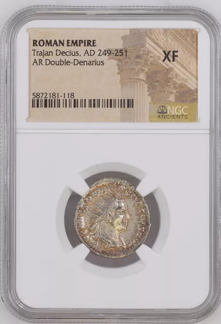 Trajan Decius NGC XF Antoninianus Roman AR Double Denarius 249-251 Roman Coin