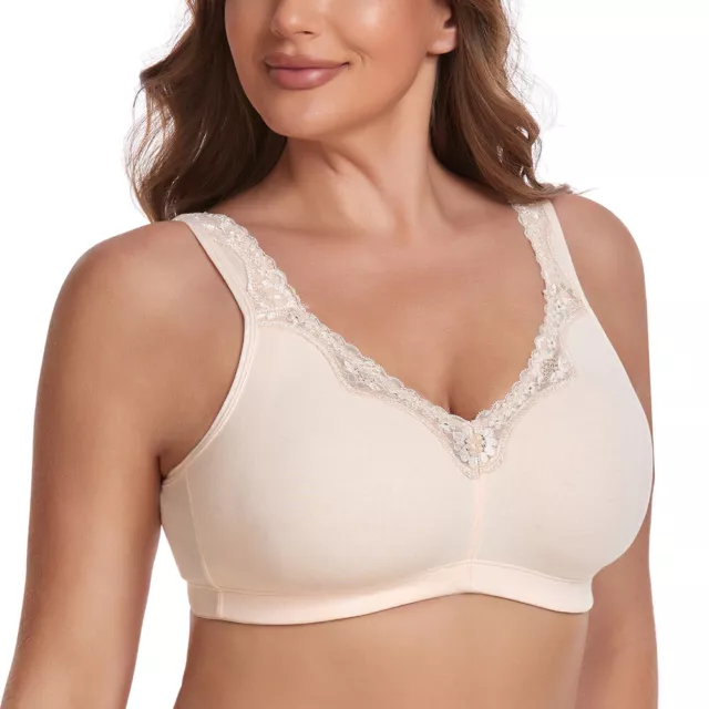 Womens Cotton Wirefree Plus Size Bra Full Coverage Non-Padded Everyday Soft Bras