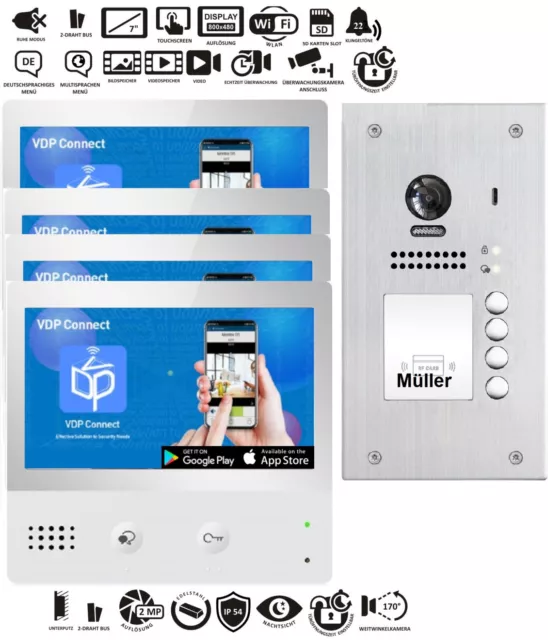 4 Familienhaus Video Türsprechanlage Smartphone Anbindung Wlan Wifi Handy-App