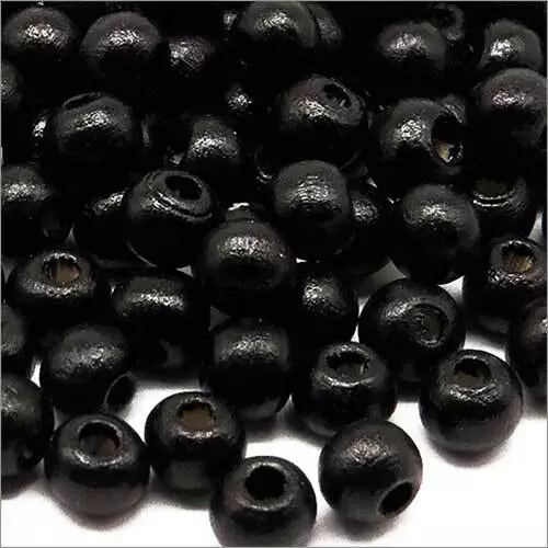 Lot de 100 Perles Rondes en Bois 6mm Noir pour Colliers Bracelets Chapelets