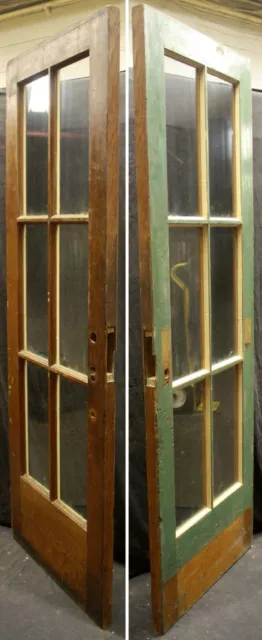 30"x84"x1.75" Antique Vintage SOLID Wood Wooden French Door Window Wavy Glass 3