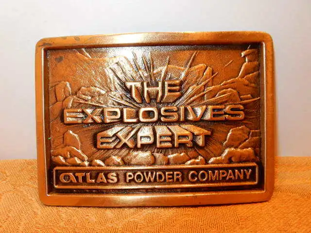 The Explosives Expert Atlas Powder Company TL & B Brass Belt Buckle