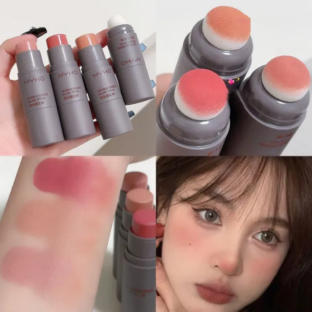Blush Stick Cheek Contour Face Blusher Double-ended Waterproof Silky Smooth