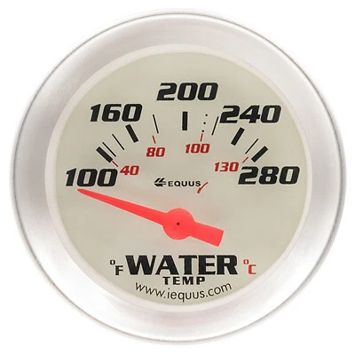 Equus 2.0 Dia Water Temp Gauge Silver 100-280 - E8262