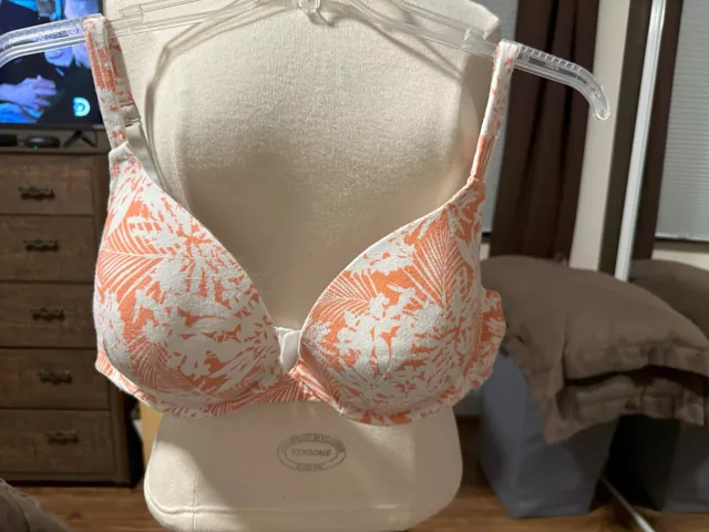 Lane Bryant Cacique Orange & White Bra, Size 44C, Underwire,