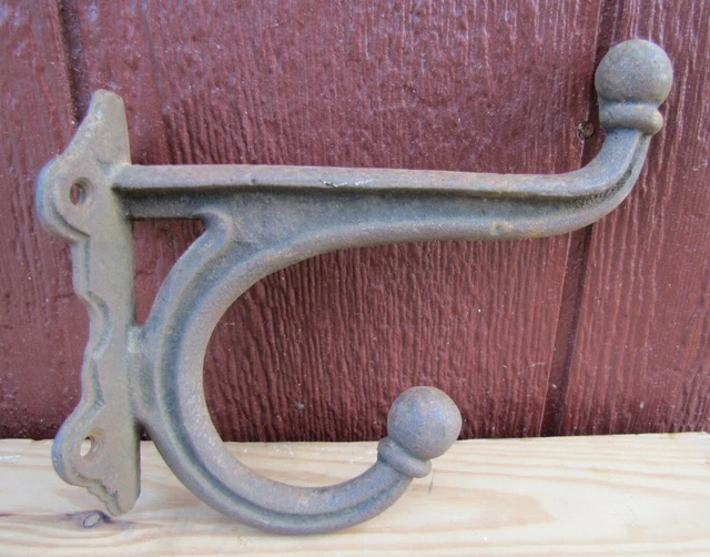 Old Cast Iron Double Bracket Hook Hanger Heavy Duty Farm Industrial Hardware