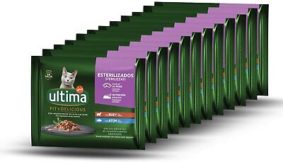 48 x Sacchetti di cibo umido per gatti Ultima per gatti sterilizzati, 85 g