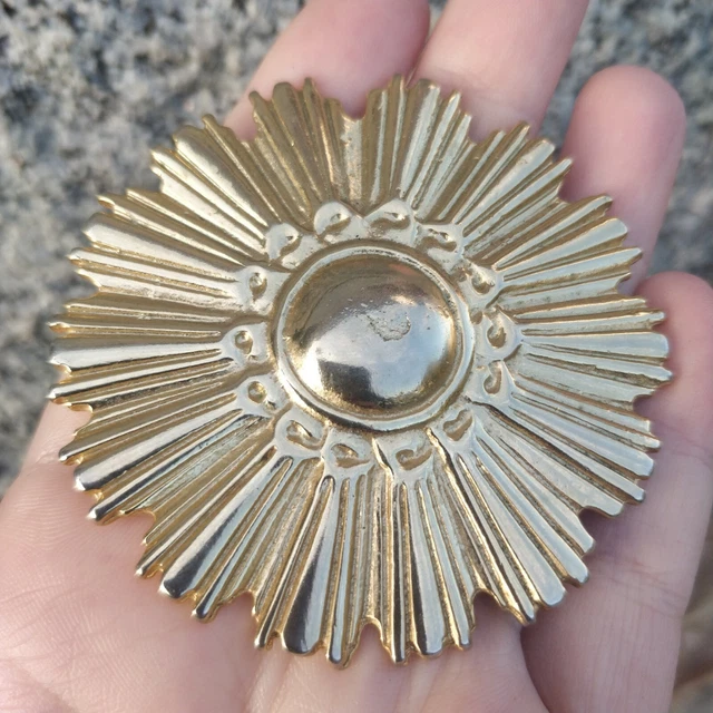 Grande Broche Vintage En Forme De Diamant - Métal Doré Et Strass - Neuf Sans Emballage